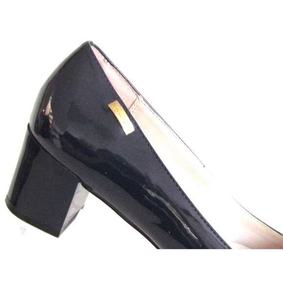 DESIGNER CALVI KLEIN BLUE PATENT LEATHER POINTED TOE BLOCK HEEL SHOES 8.5 M - Picture 8 of 16